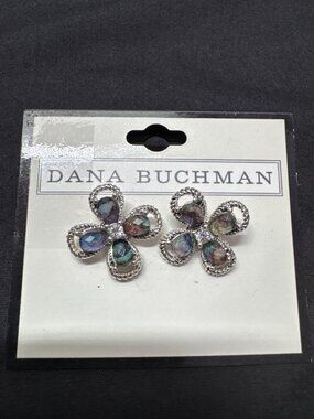 Dana Buchman Multi-Stone Silver-Tone Flower Post Earrings
